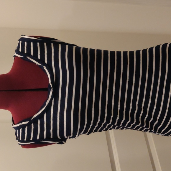 New! Max studio navy sleeveless striped dress Sz XLP Retro Y2k Minimalist Trendy - Picture 2 of 10